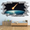 Meteor Strike Space Grey Brick 3D Hole In The Wall Sticker