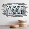 King Penguins Grey Brick 3D Hole In The Wall Sticker