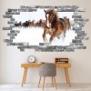 Herd Of Horses Grey Brick 3D Hole In The Wall Sticker