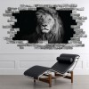 Lion Portrait Grey Brick 3D Hole In The Wall Sticker