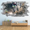 Biking Extreme Sports Grey Brick 3D Hole In The Wall Sticker
