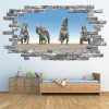 Triceratops Dinosaur Grey Brick 3D Hole In The Wall Sticker