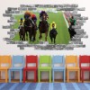 Horse Race Jockey Racing Sports Grey Brick 3D Hole In The Wall Sticker