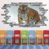 Tiger Grey Brick 3D Hole In The Wall Sticker
