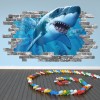 Great White Shark Grey Brick 3D Hole In The Wall Sticker