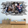 Spaceman Astronaut Grey Brick 3D Hole In The Wall Sticker