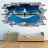 Swimming Sports Grey Brick 3D Hole In The Wall Sticker