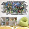 Jungle Animals Grey Brick 3D Hole In The Wall Sticker