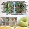Jungle Animal Scene Grey Brick 3D Hole In The Wall Sticker