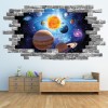 Planets & Solar System Grey Brick 3D Hole In The Wall Sticker