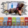 T-Rex Attack On New York Grey Brick 3D Hole In The Wall Sticker