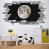 Full Moon Grey Brick 3D Hole In The Wall Sticker