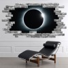 Full Moon Eclipse Grey Brick 3D Hole In The Wall Sticker
