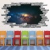Stars Space Galaxy Grey Brick 3D Hole In The Wall Sticker
