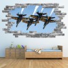 Fighter Jets Grey Brick 3D Hole In The Wall Sticker