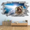 Astronaut Grey Brick 3D Hole In The Wall Sticker