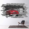 Red Classic Car Grey Brick 3D Hole In The Wall Sticker