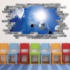 Airplane Flight Aircraft Grey Brick 3D Hole In The Wall Sticker