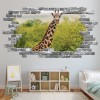 Safari Giraffe Grey Brick 3D Hole In The Wall Sticker