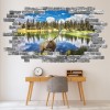 Stag Landscape Grey Brick 3D Hole In The Wall Sticker