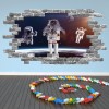 Astronauts In Space Grey Brick 3D Hole In The Wall Sticker