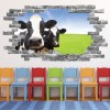 Dairy Cow Grey Brick 3D Hole In The Wall Sticker
