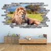 Lion Grey Brick 3D Hole In The Wall Sticker