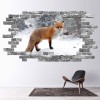 Red Fox Grey Brick 3D Hole In The Wall Sticker