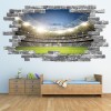 Football Pitch Stadium Grey Brick 3D Hole In The Wall Sticker