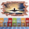 Airplane Flight Red Brick 3D Hole In The Wall Sticker