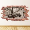 Classic Race Car Red Brick 3D Hole In The Wall Sticker
