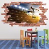 Football Player Sports Red Brick 3D Hole In The Wall Sticker