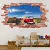 Red Campervan Red Brick 3D Hole In The Wall Sticker