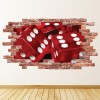 Red Dice Casino Red Brick 3D Hole In The Wall Sticker
