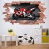 Red Motorbike Red Brick 3D Hole In The Wall Sticker