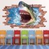 Shark Attack Jaws Red Brick 3D Hole In The Wall Sticker
