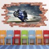 Motorbike Stunt Red Brick 3D Hole In The Wall Sticker