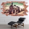 Steam Engine Train Red Brick 3D Hole In The Wall Sticker