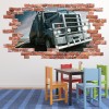 American Truck Lorry Red Brick 3D Hole In The Wall Sticker