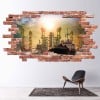 Oil Rig Red Brick 3D Hole In The Wall Sticker