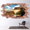 Vintage Campervan Red Brick 3D Hole In The Wall Sticker