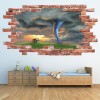 Storm Tornado Red Brick 3D Hole In The Wall Sticker