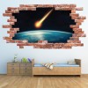 Meteor Strike Space Red Brick 3D Hole In The Wall Sticker
