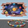 Solar System Red Brick 3D Hole In The Wall Sticker