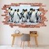 King Penguin Red Brick 3D Hole In The Wall Sticker