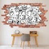 White Dice Red Brick 3D Hole In The Wall Sticker