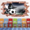 Football Red Brick 3D Hole In The Wall Sticker