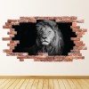 Lion Portrait Red Brick 3D Hole In The Wall Sticker