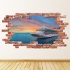 Cruise Ship Red Brick 3D Hole In The Wall Sticker