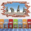 Triceratops Red Brick 3D Hole In The Wall Sticker